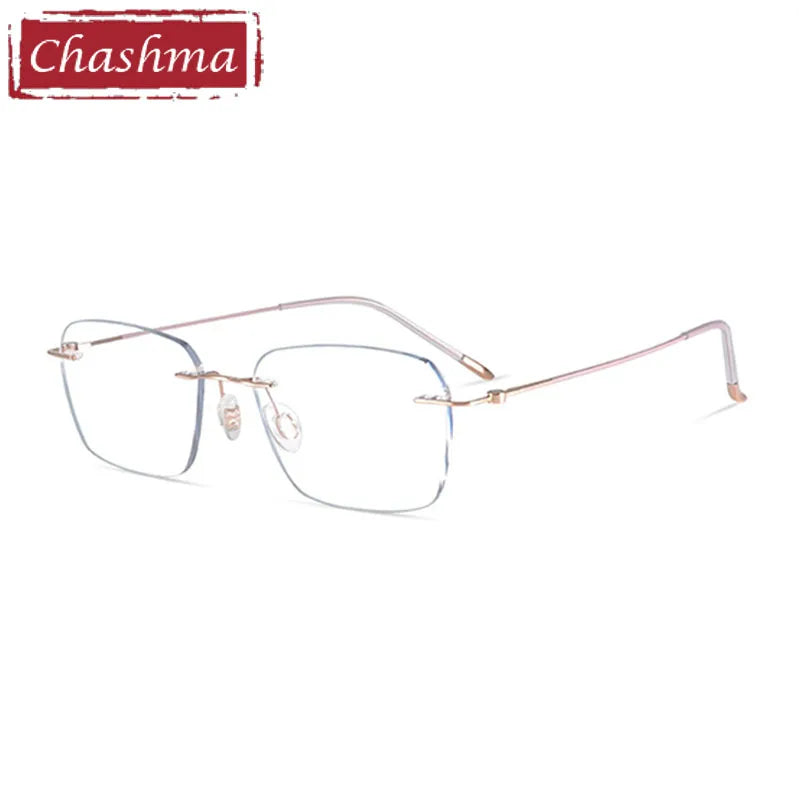 Chashma Ottica Women's Rimless Square Titanium Screwless Eyeglasses 7261 Rimless Chashma Ottica Rose Gold  