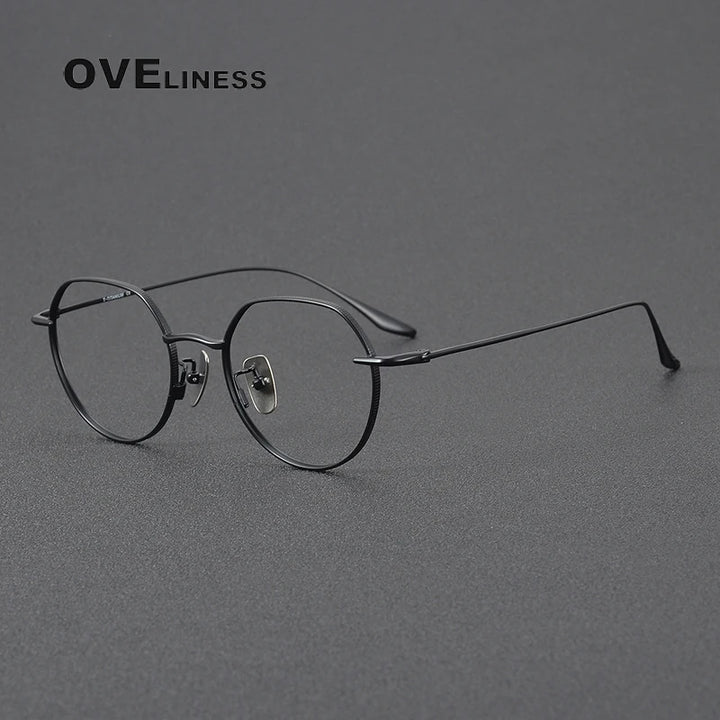 Oveliness Women's Full Rim Flat Top Oval Titanium Eyeglasses 3176 Full Rim Oveliness black  