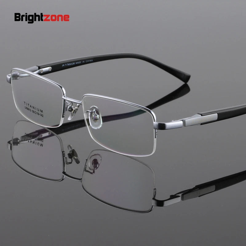 Brightzone Unisex Semi Rim Square Titanium Eyeglasses 71202 Semi Rim Brightzone Silver