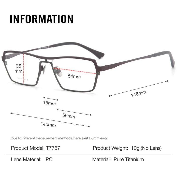 Muzz Unisex Full Rim Polygon Square Brow Line Titanium Eyeglasses 37787