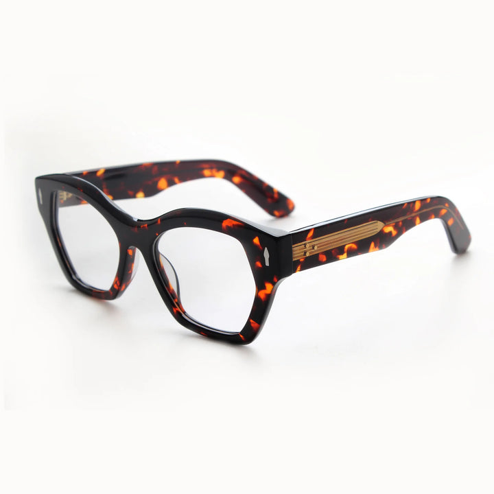Hewei Unisex Full Rim Polygonal Thick Acetate Eyeglasses 923047