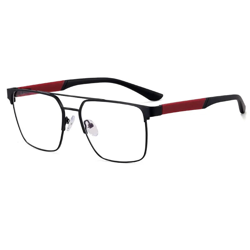 CCspace Unisex Full Rim Square Double Bridge Alloy Eyeglasses 301561 Full Rim CCspace Black  