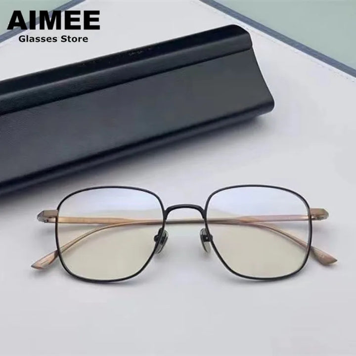 Aimee Men's Full Rim Oval Square Titanium Eyeglasses 14145 Full Rim Aimee   