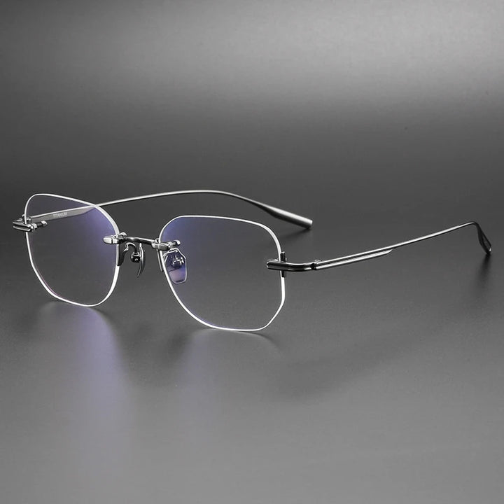 Yimaruili Unisex Rimless Oval Square Titanium Eyeglasses 41013 Rimless Yimaruili Eyeglasses Gun