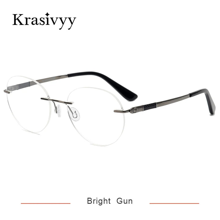 Krasivyy Women's Rimless Flat Top Round Titanium Eyeglasses 385012
