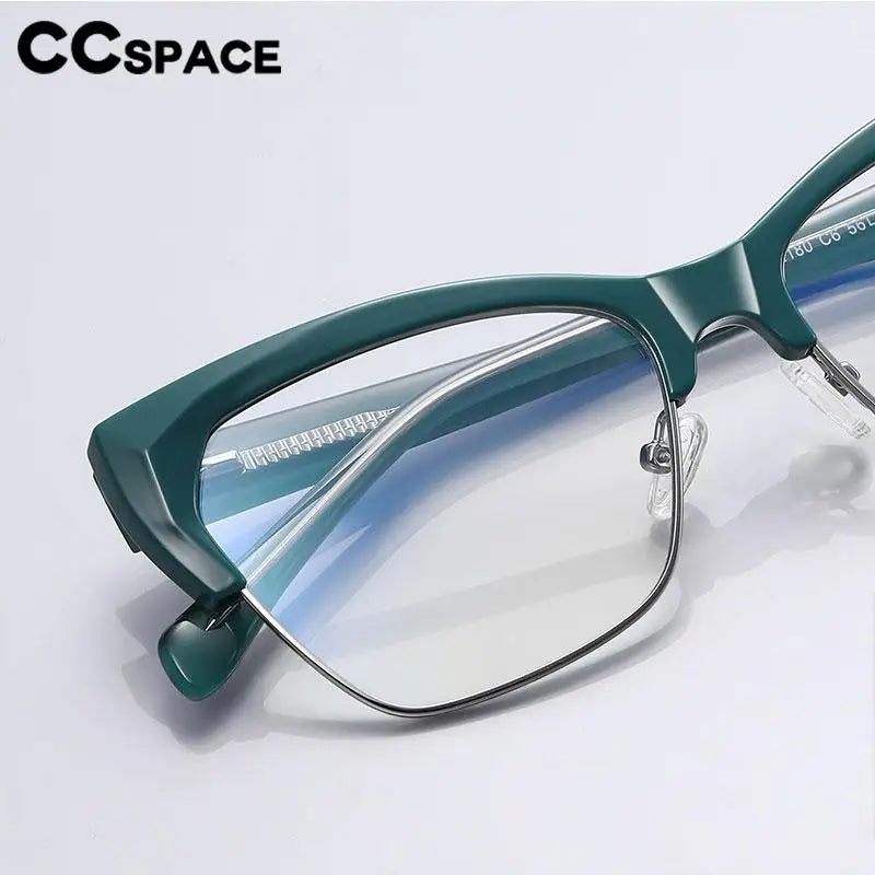 CCspace Unisex Full Rim Square Cat Eye Tr 90 Titanium Eyeglasses 57454 Full Rim CCSpace   