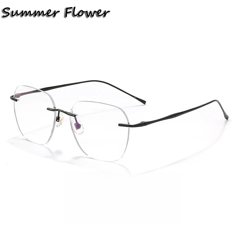 Summer Flower Unisex Rimless Polygon Square Steel Eyeglasses 699632