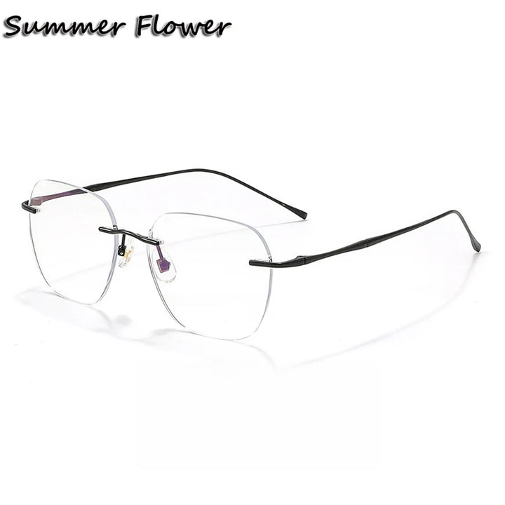 Summer Flower Unisex Rimless Polygon Square Steel Eyeglasses 699632