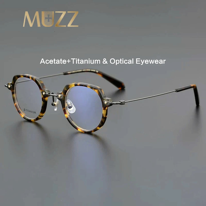 Muzz Unisex Full Rim Irregular Round Titanium Acetate Eyeglasses 6018 Full Rim Muzz   