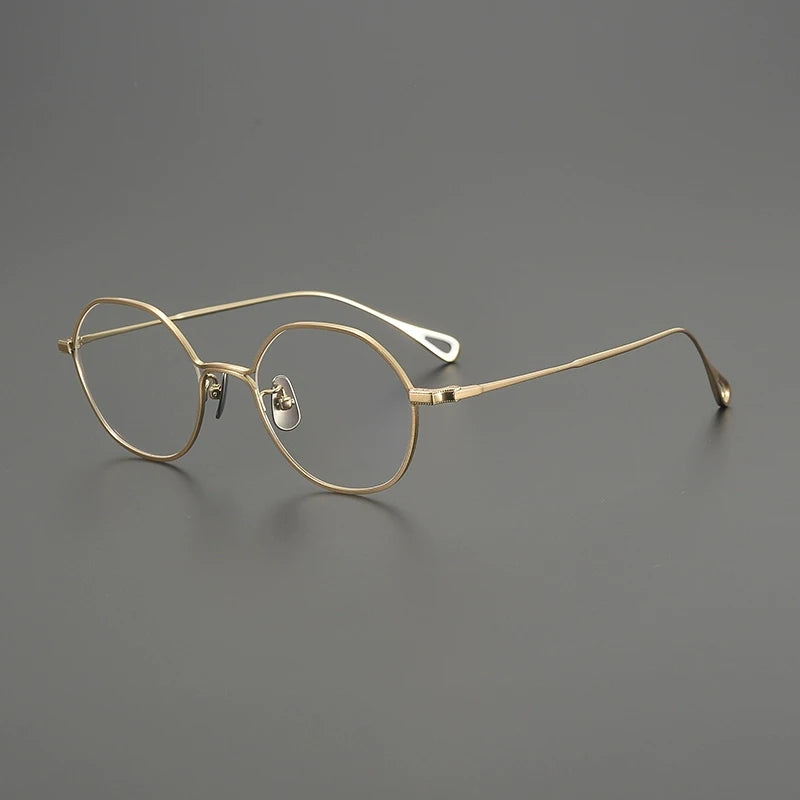 Gatenac Unisex Full Rim Polygon Round Titanium Eyeglasses G9142