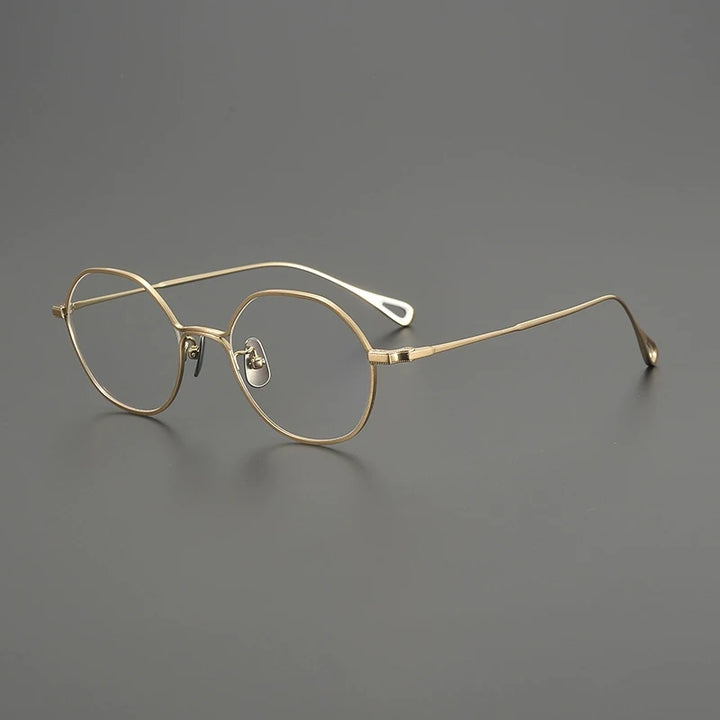 Gatenac Unisex Full Rim Polygon Round Titanium Eyeglasses G9142