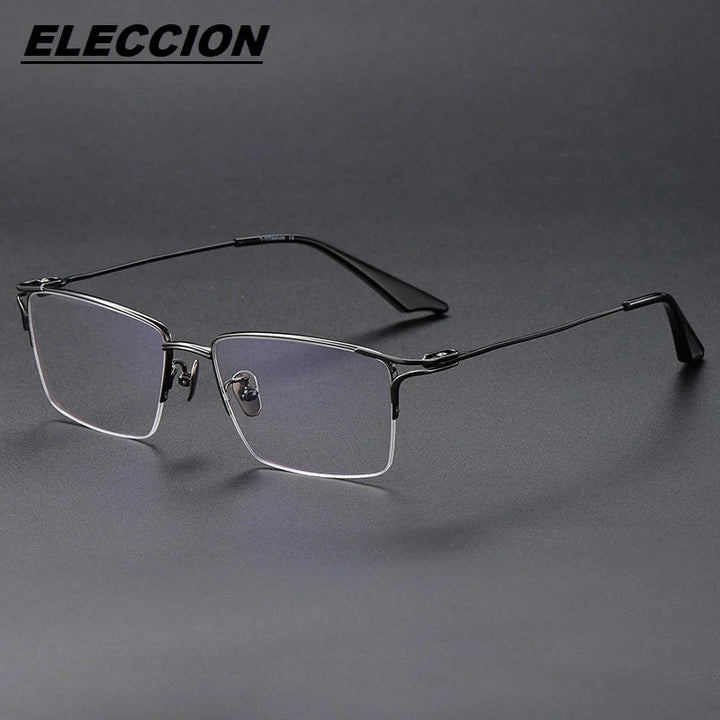 Eleccion Unisex Semi Rim Square Titanium Eyeglasses 81102 Semi Rim Eleccion Gray CHINA