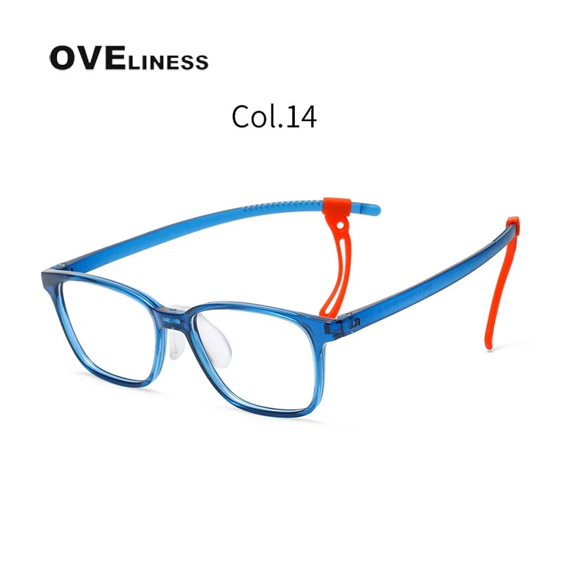 Oveliness Unisex Youth's Full Rim Square Tr 90 Titanium Eyeglasses 50939 Full Rim Oveliness blue c14  