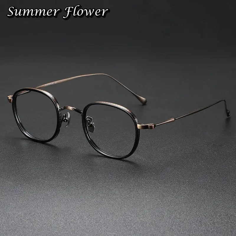 Summer Flower Women's Full Rim Square Acetate Titanium Eyeglasses 137141