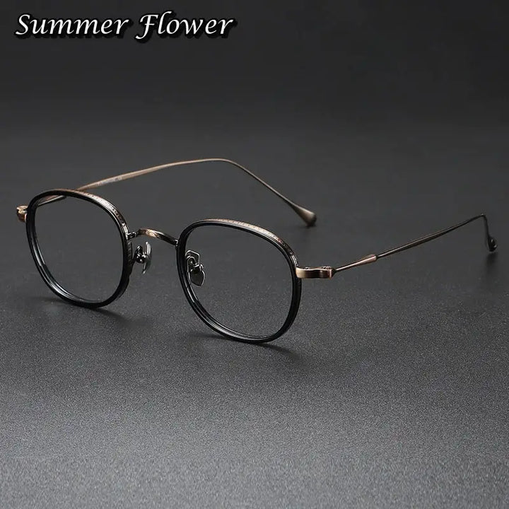 Summer Flower Women's Full Rim Square Acetate Titanium Eyeglasses 137141