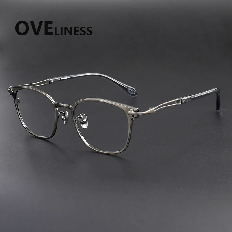 Oveliness Unisex Full Rim Square Acetate Titanium Eyeglasses 369140