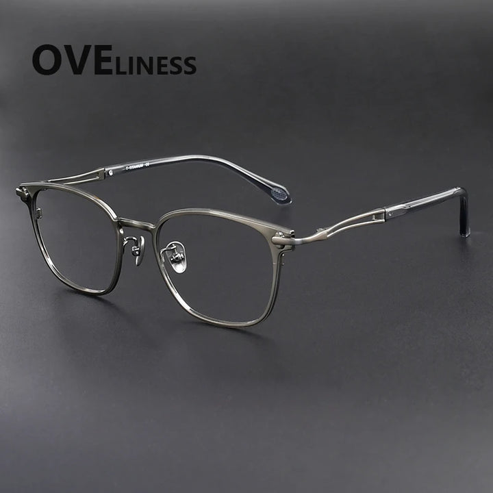 Oveliness Unisex Full Rim Square Acetate Titanium Eyeglasses 369140
