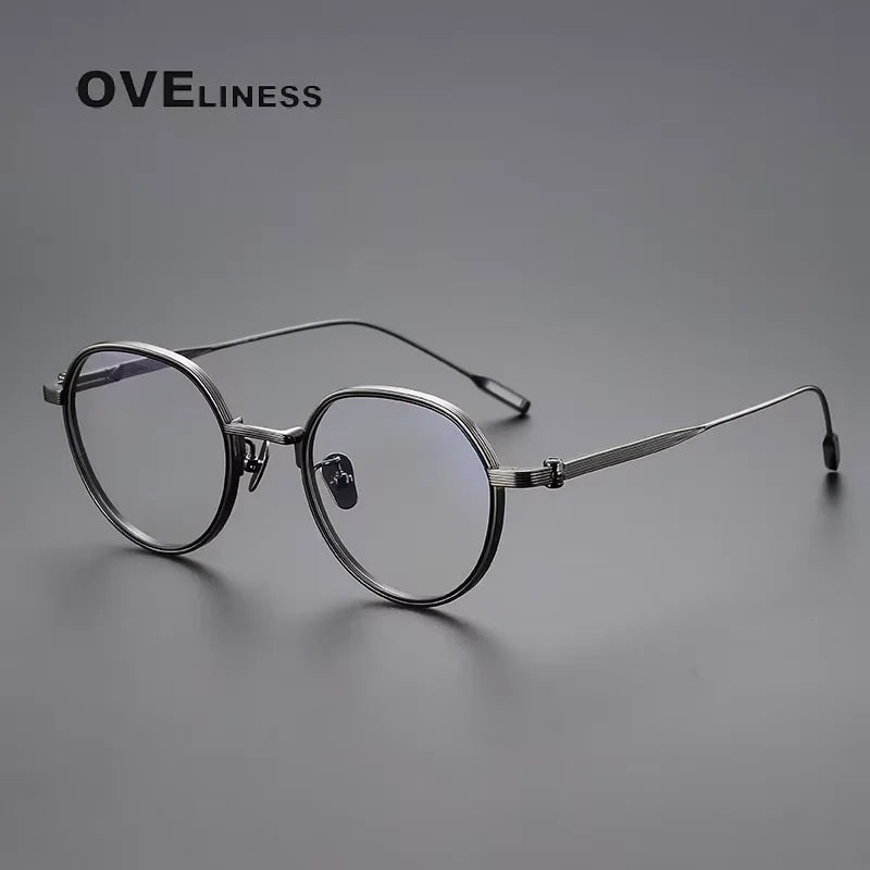 Oveliness Unisex Full Rim Flat Top Oval Titanium Eyeglasses 64261