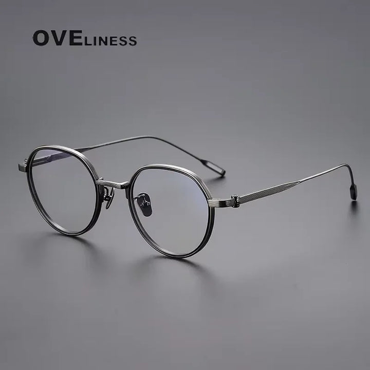 Oveliness Unisex Full Rim Flat Top Oval Titanium Eyeglasses 64261