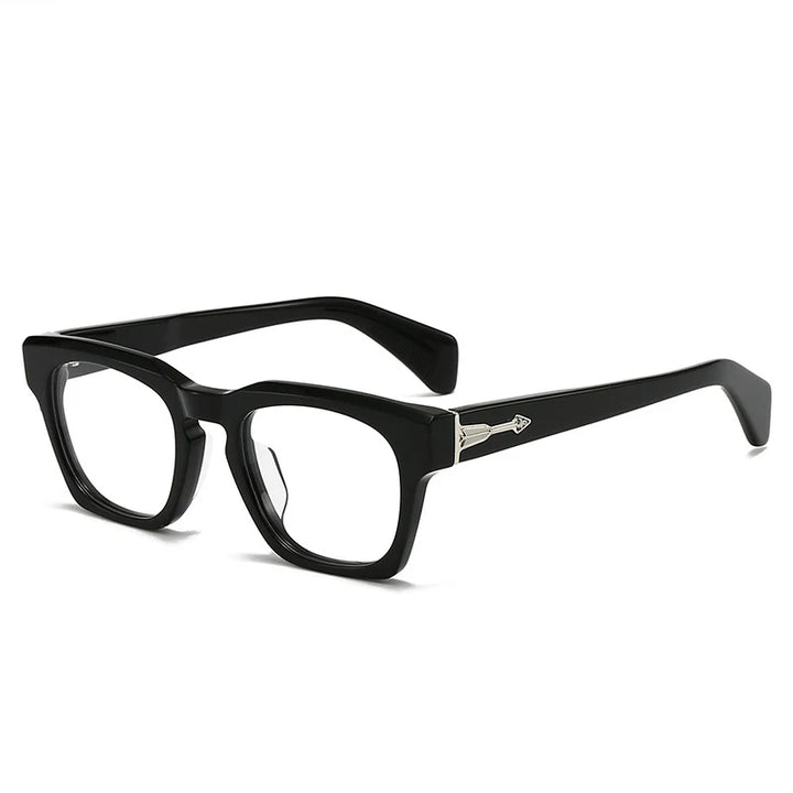 Black Mask Unisex Full Rim Square Thick Acetate Eyeglasses 443054 Full Rim Black Mask Black