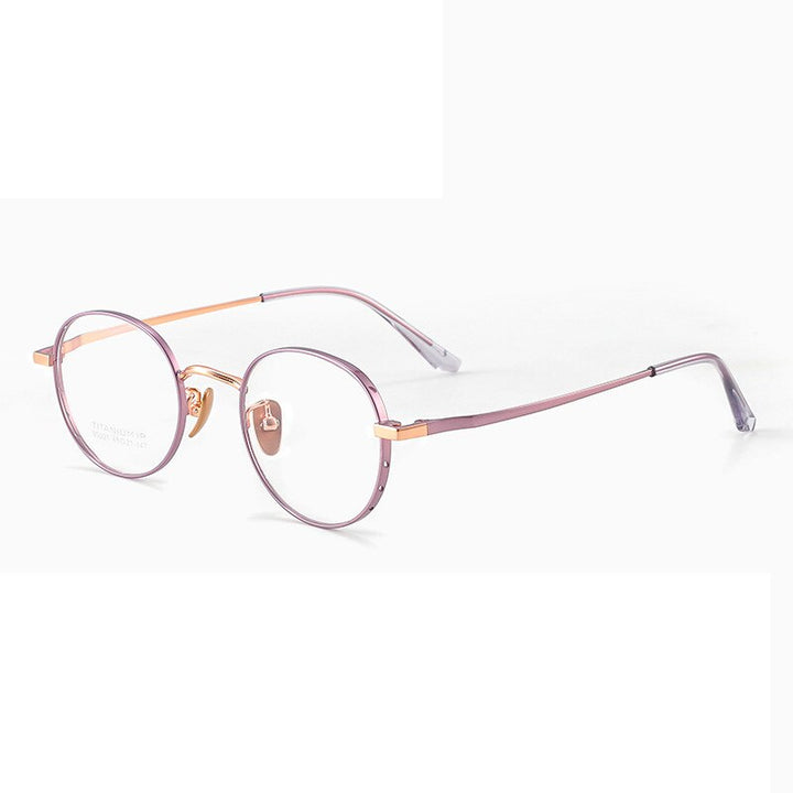 KatKani Unisex Full Rim Round Titanium Eyeglasses Full Rim KatKani Eyeglasses Purple Gold  