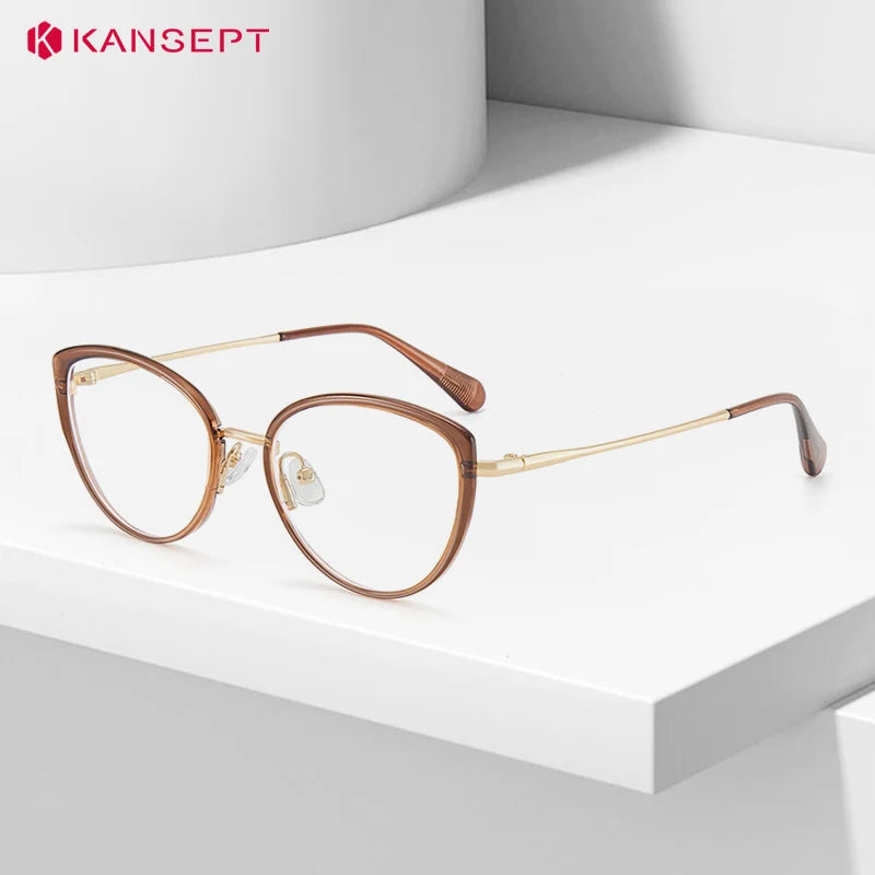 Kansept Women's Full Rim Oval Cat Eye Tr 90 Alloy Reading Glasses 75740