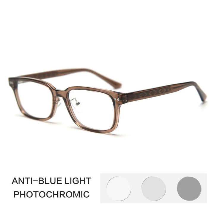 Gatenac Unisex Full Rim Square Tr 90 Titanium Photochromic Reading Glasses G83077