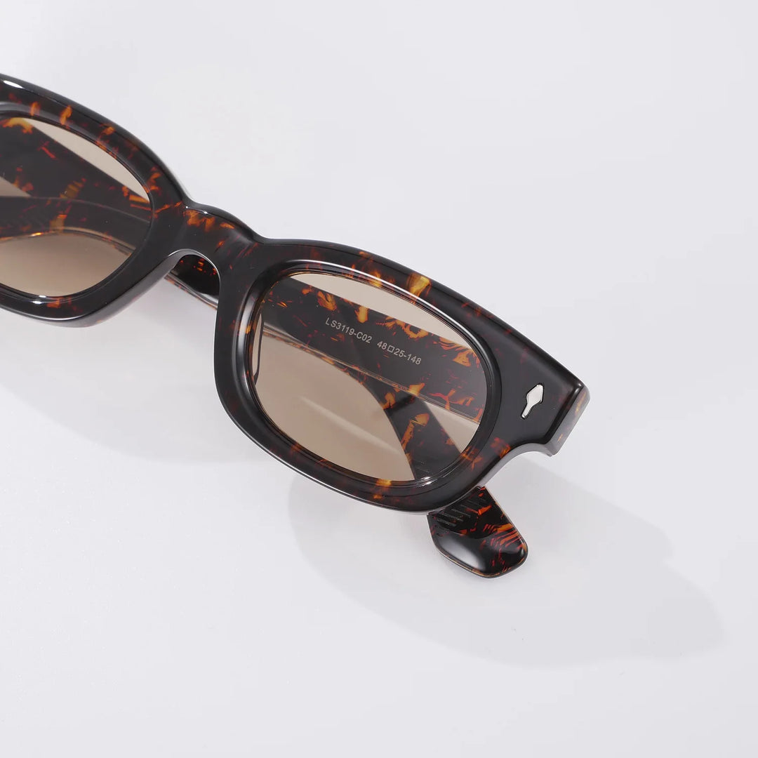 Black Mask Unisex Full Rim Oval Square Acetate Sunglasses 363119