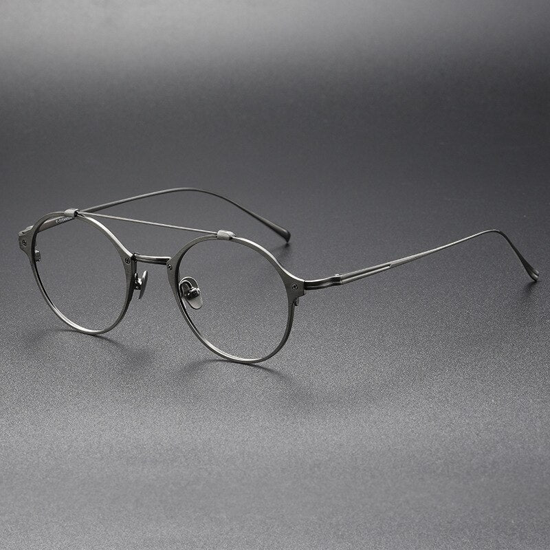 Aissuarvey Unisex Full Rim Small Round Double Bridge Titanium Eyeglasses 4822145d Full Rim Aissuarvey Eyeglasses gray CN 