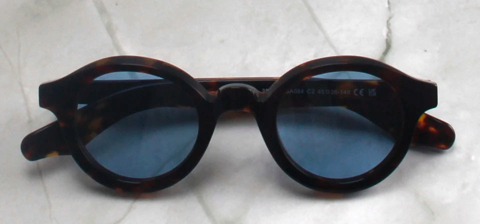 Esnbie Unisex Full Rim Round Thick Acetate Tac Sunglasses 240821