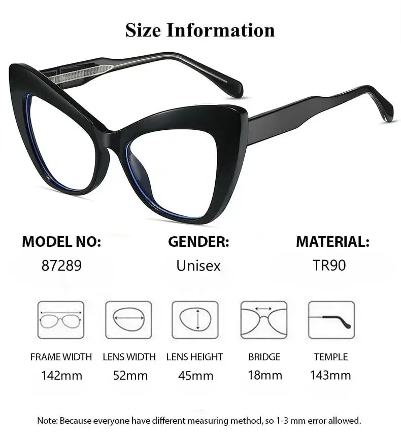 Summer Flower Women's Full Rim Square Cat Eye Tr 90 Titanium Eyeglasses 87289