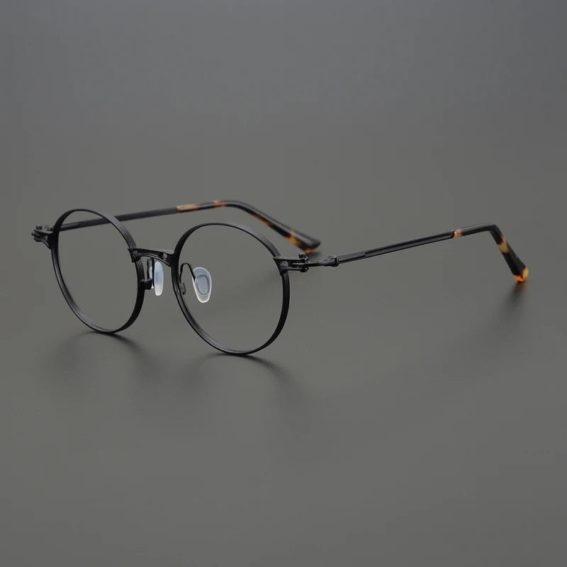 Black Mask Men's Full Rim Big Round Titanium Eyeglasses 75891