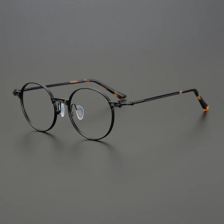 Black Mask Men's Full Rim Big Round Titanium Eyeglasses 75891