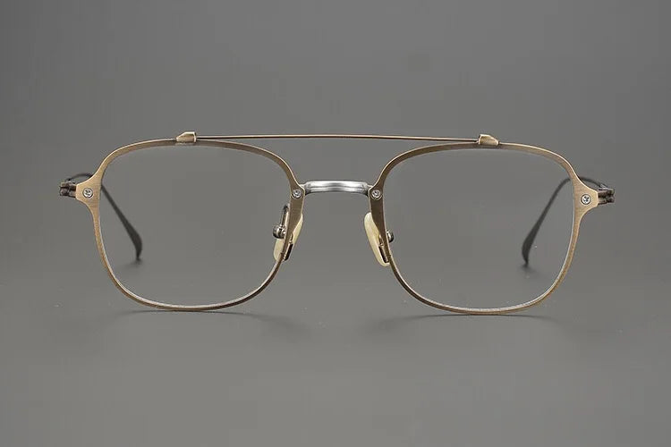 Aimee Unisex Full Rim Square Double Bridge Titanium Eyeglasses Full Rim Aimee Bronze  