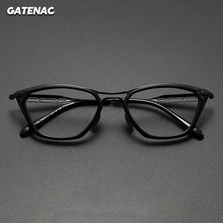 Gatenac Unisex Full Rim Square Brow Line Acetate Titanium Eyeglasses 626878 FuzWeb