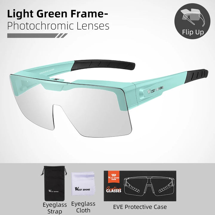 West Biking Unisex Full Rim Square Flip Up Over Frame Sunglasses 940703
