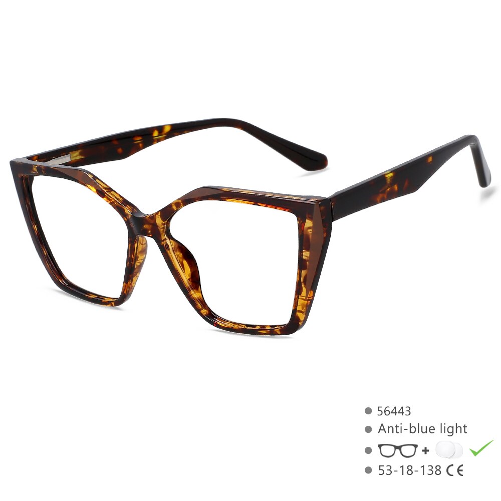 CCspace Unisex Full Rim Large Square Tr 90 Titanium Eyeglasses 56443 Full Rim CCspace C6Leopard  