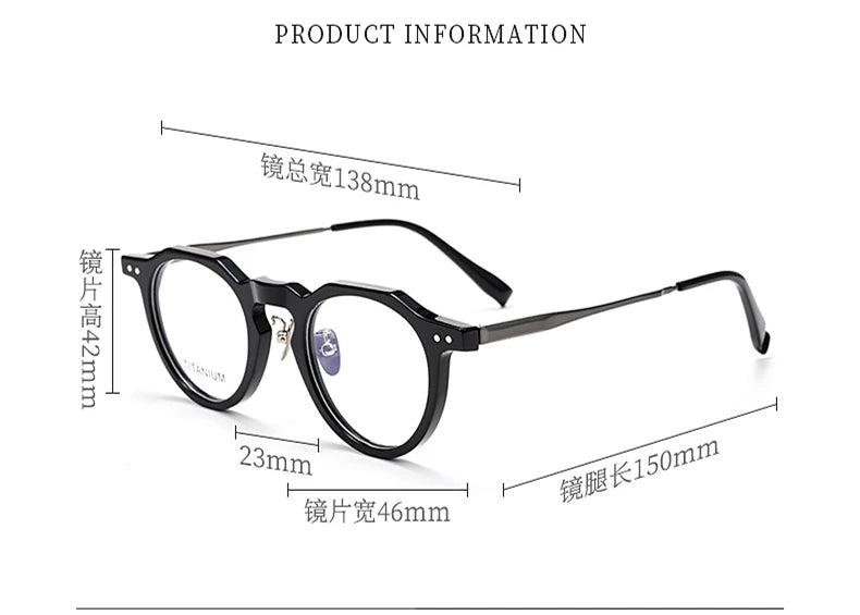 Black Mask Women's Full Rim Flat Top Oval Titanium Acetate Eyeglasses 396573