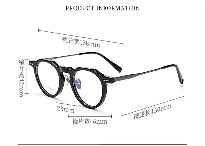 Black Mask Women's Full Rim Flat Top Oval Titanium Acetate Eyeglasses 396573