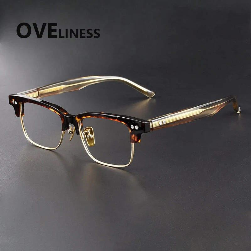 Oveliness Women's Full Rim Square Titanium Acetate Eyeglasses 369493