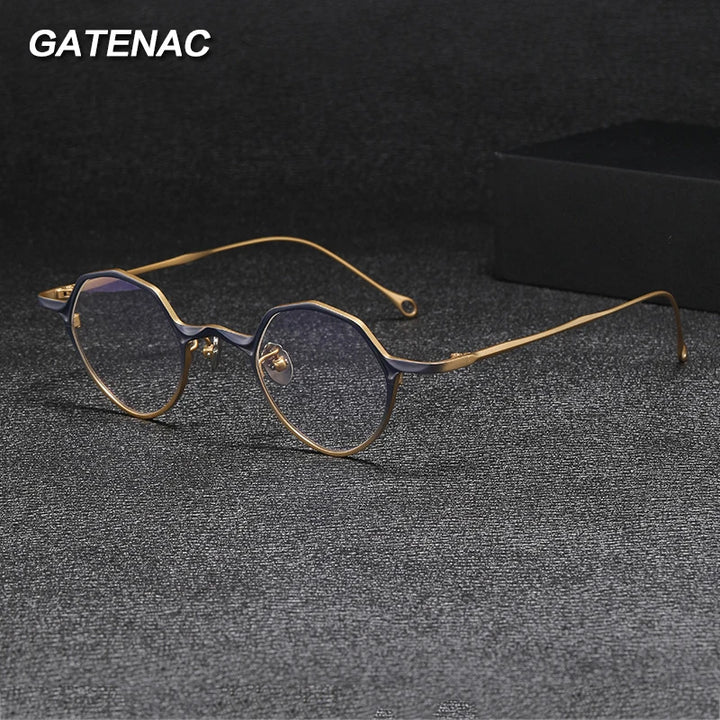 Gatenac Unisex Full Rim Small Polygon Titanium Eyeglasses Gxyj1464 Full Rim Gatenac   