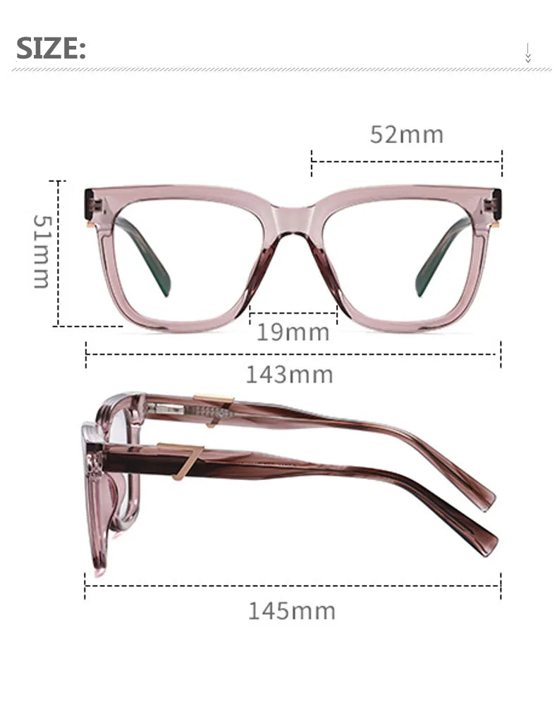 Kocolior Unisex Full Rim Square Acetate Alloy Hyperopic Reading Glasses C911 Reading Glasses Kocolior   