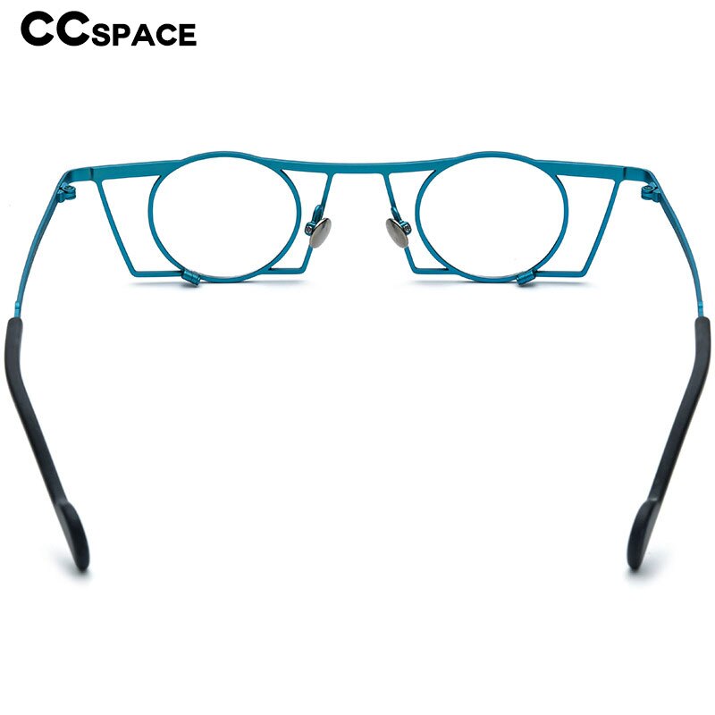 CCSpace Unisex Full Rim Asymmetrical Rectangle Round Titanium Alloy Eyeglasses 56123 Full Rim CCspace   