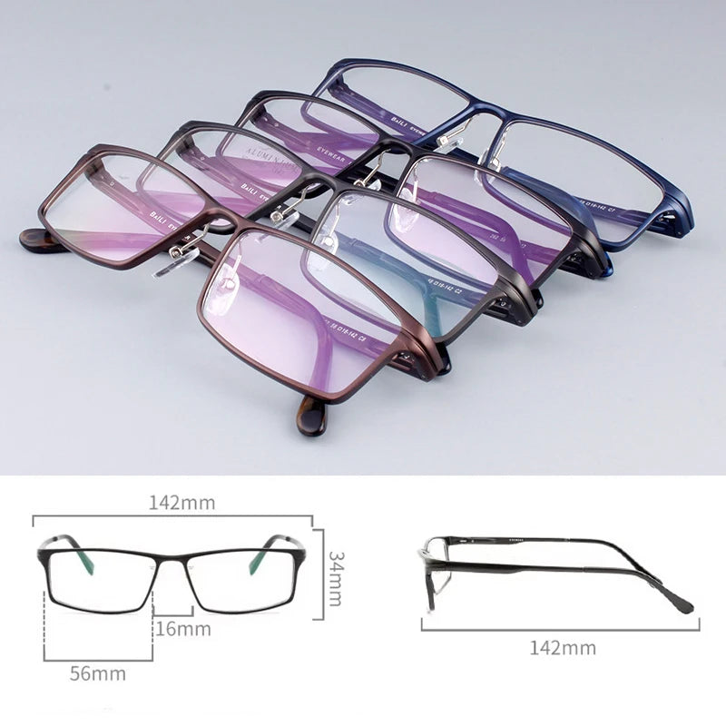 Hdcrafter Men's Full-Rim Square Brow Line Titanium Eyeglasses 262479