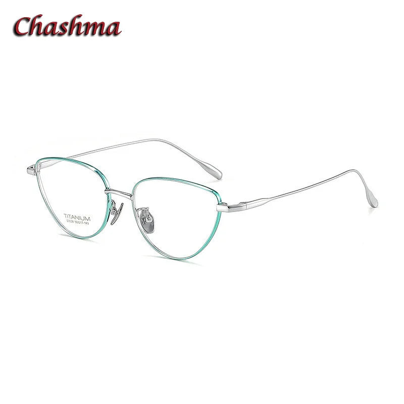 Chashma Ochki Women's Full Rim Oval Cat Eye Titanium Eyeglasses 30384