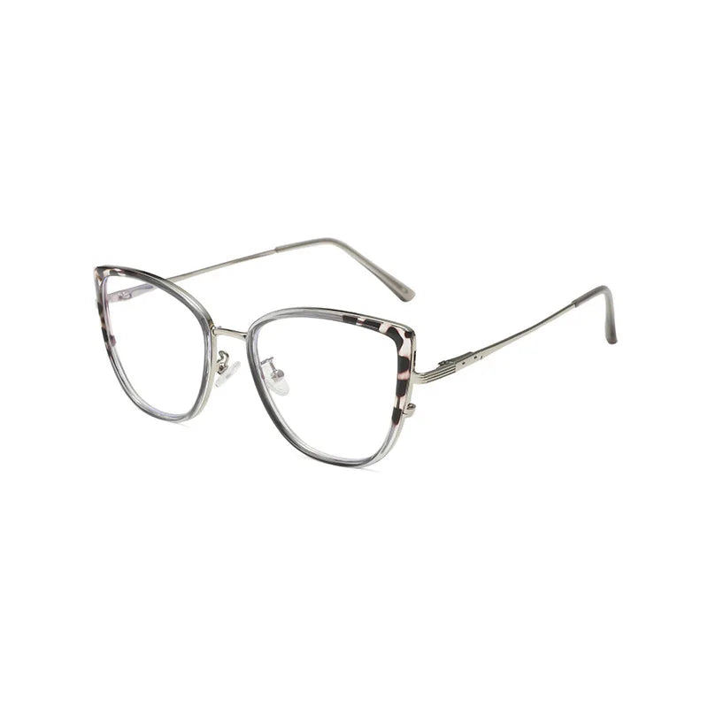 Yimaruili Women's Full Rim Square Cat Eye Tr 90 Alloy Eyeglasses Y3024 Full Rim Yimaruili Eyeglasses Gray Bean  