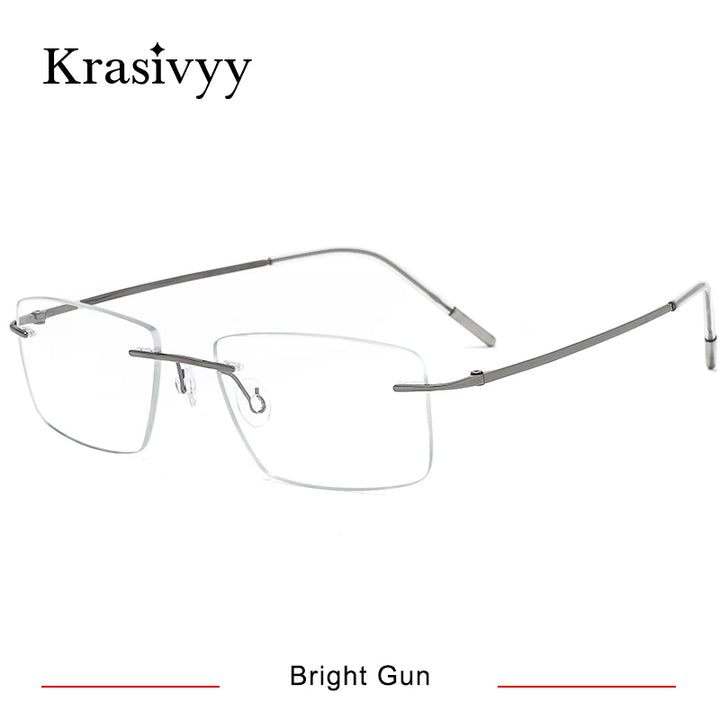 Krasivyy Unisex Rimless Square Screwless Titanium Eyeglassess 24105 Rimless Krasivyy Bright Gun