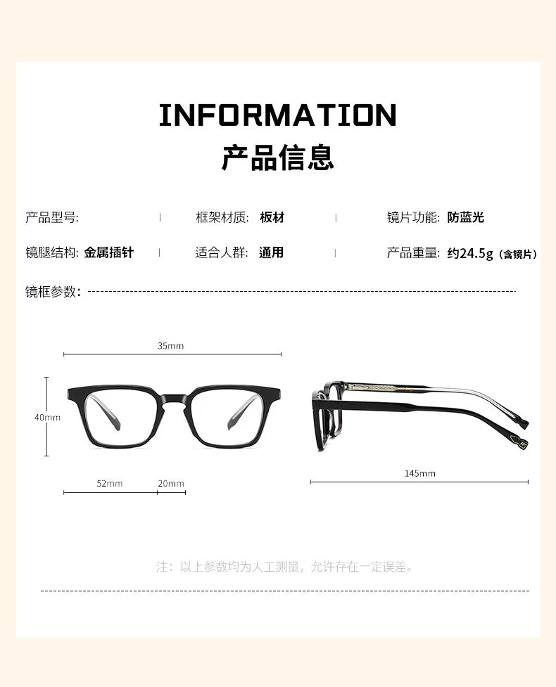 CCspace Women's Full Rim Square Acetate Reading Glasses 802577