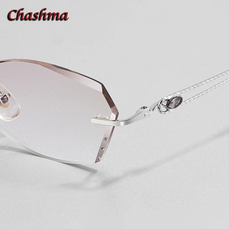 Chashma Ochki Women's Rimless Square Titanium Eyeglasses 2313 Rimless Chashma Ochki   