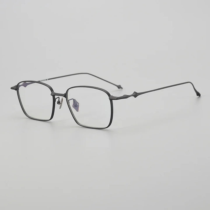 Summer Flower Unisex Full Rim Polygon Square Titanium Eyeglasses 81435 Full Rim Summer Flower Black